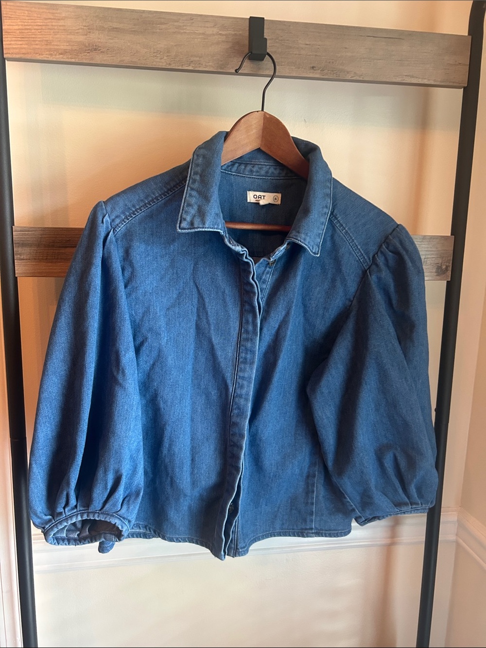 Blue Denim Puff Sleeve Shirt